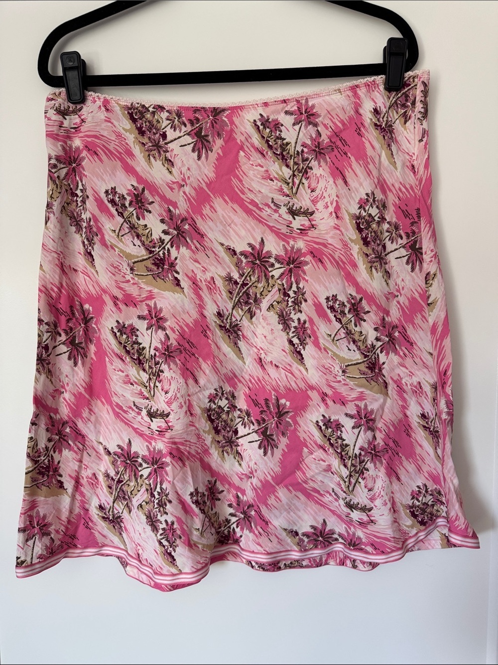 Y2K Pink Tropical Print A-Line Skirt